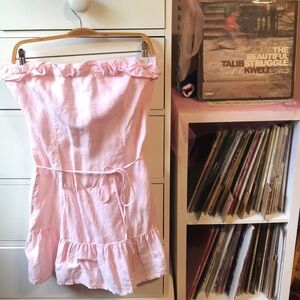 Vintage Y2k Juicy Couture Pink Linen Mini Dress M Rare Barbie Baby Ballet P&G OG